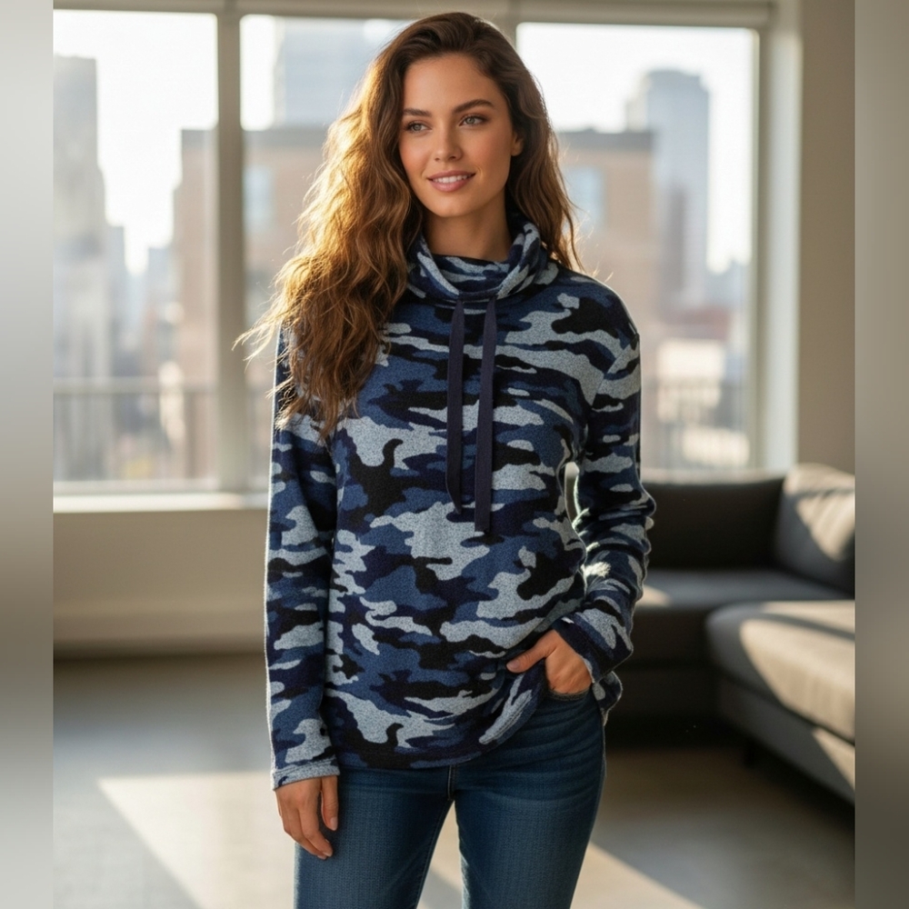 Kenneth Cole camo FunnelNeck pullover,size XL